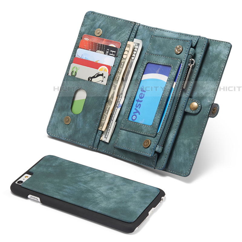 Custodia Portafoglio In Pelle Cover con Supporto T03 per Apple iPhone 6 Verde