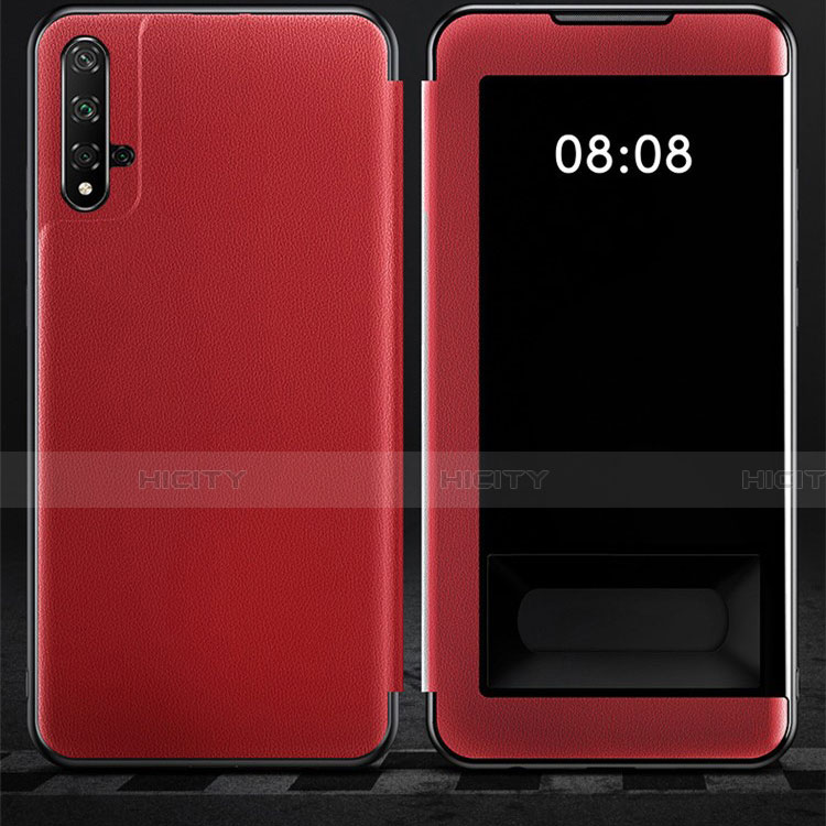 Custodia Portafoglio In Pelle Cover con Supporto T03 per Huawei Honor 20 Rosso