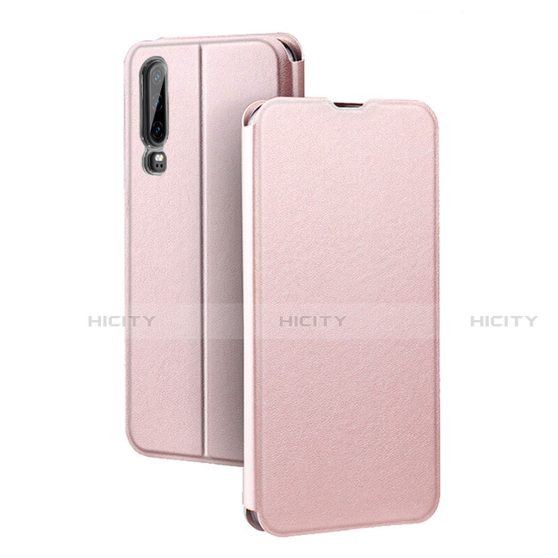 Custodia Portafoglio In Pelle Cover con Supporto T03 per Huawei P30 Oro Rosa