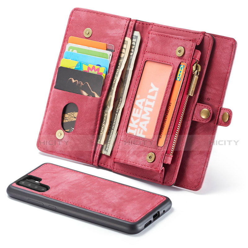 Custodia Portafoglio In Pelle Cover con Supporto T03 per Huawei P30 Pro Rosso