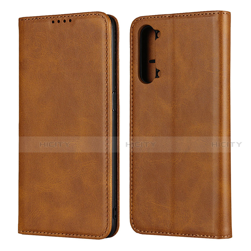 Custodia Portafoglio In Pelle Cover con Supporto T03 per Oppo A91 Arancione