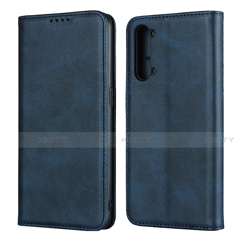 Custodia Portafoglio In Pelle Cover con Supporto T03 per Oppo A91 Blu