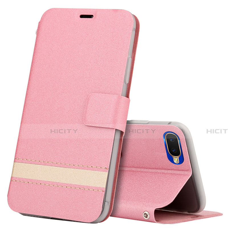 Custodia Portafoglio In Pelle Cover con Supporto T03 per Oppo R15X Rosa