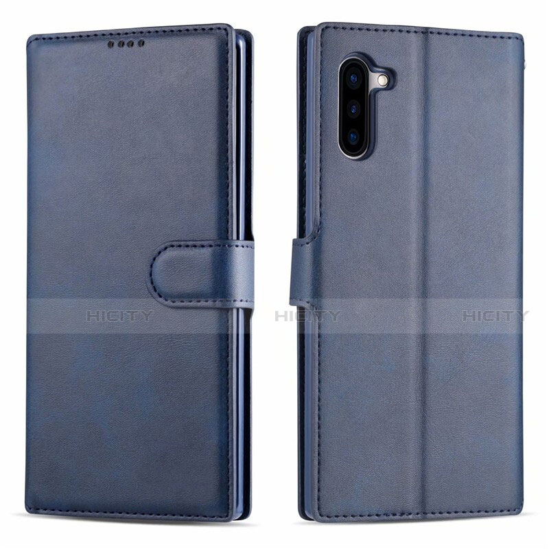 Custodia Portafoglio In Pelle Cover con Supporto T03 per Samsung Galaxy Note 10 Blu