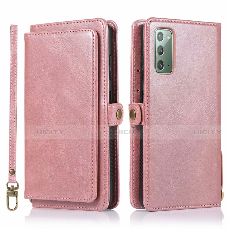 Custodia Portafoglio In Pelle Cover con Supporto T03 per Samsung Galaxy Note 20 5G Oro Rosa