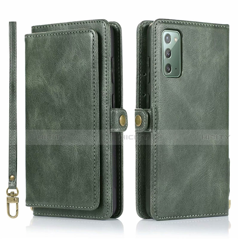 Custodia Portafoglio In Pelle Cover con Supporto T03 per Samsung Galaxy Note 20 5G Verde