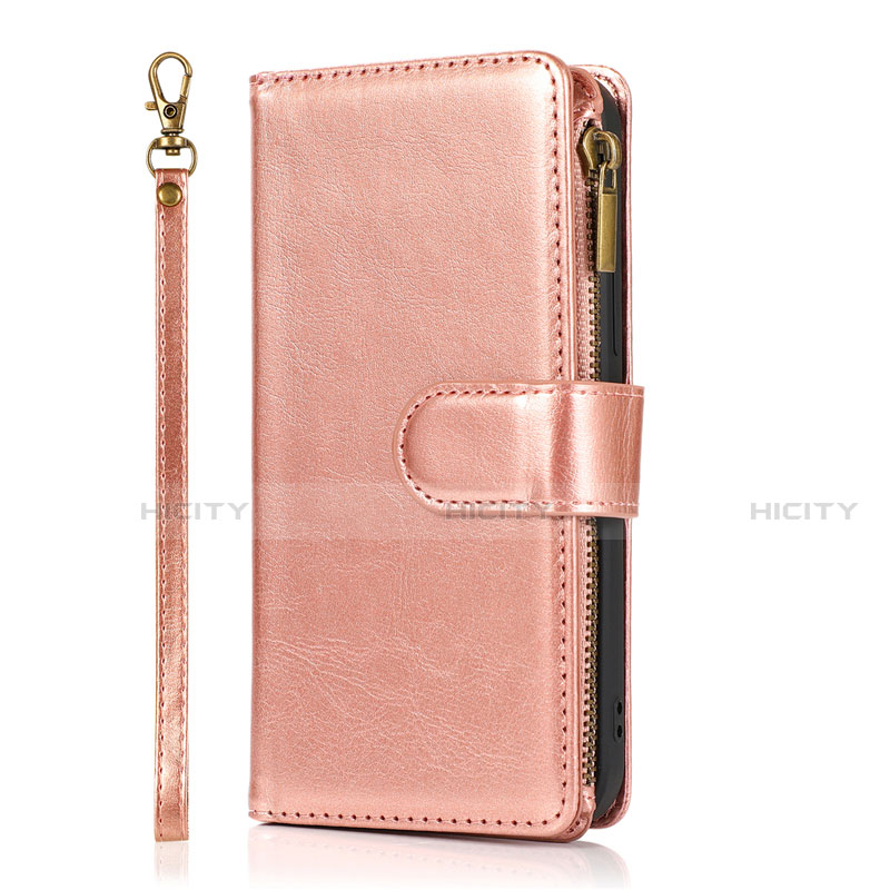 Custodia Portafoglio In Pelle Cover con Supporto T04 per Apple iPhone 12 Oro Rosa