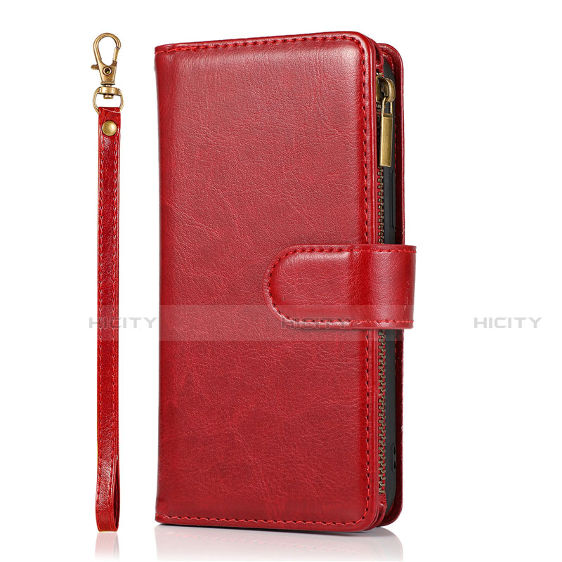 Custodia Portafoglio In Pelle Cover con Supporto T04 per Apple iPhone 12 Pro Rosso