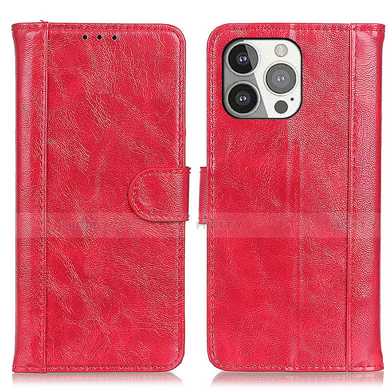 Custodia Portafoglio In Pelle Cover con Supporto T04 per Apple iPhone 14 Pro Rosso