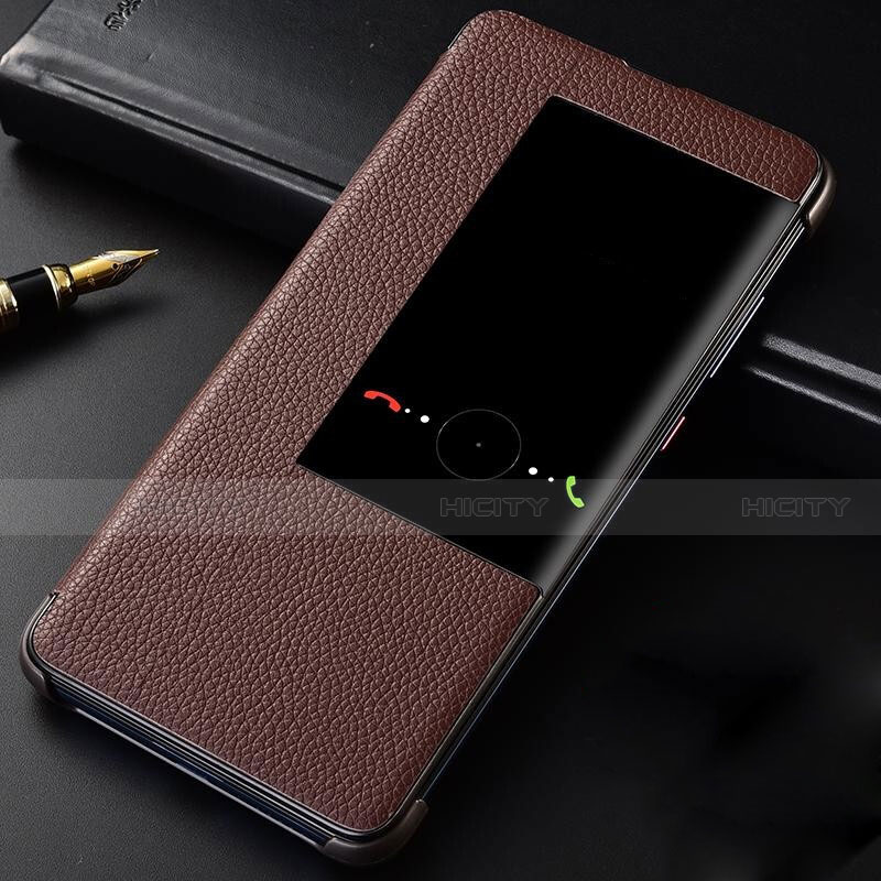 Custodia Portafoglio In Pelle Cover con Supporto T04 per Huawei Mate 20 Marrone