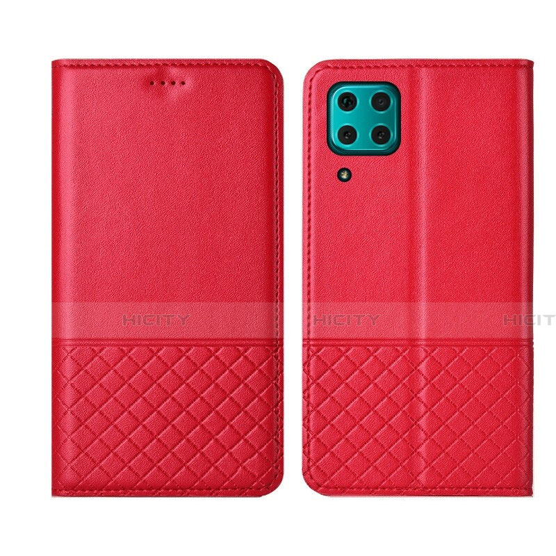 Custodia Portafoglio In Pelle Cover con Supporto T04 per Huawei Nova 7i Rosso