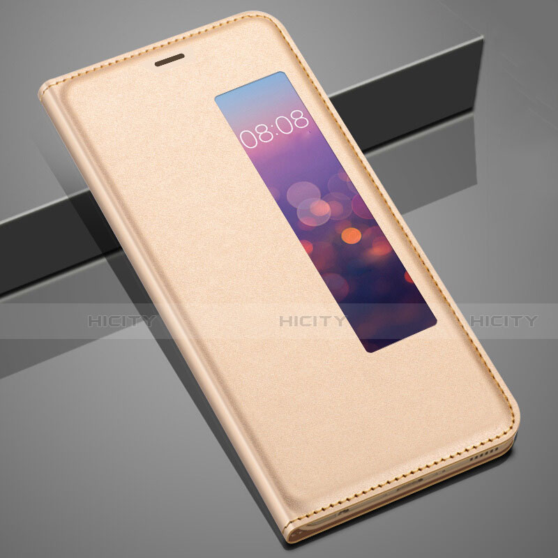 Custodia Portafoglio In Pelle Cover con Supporto T04 per Huawei P20 Oro