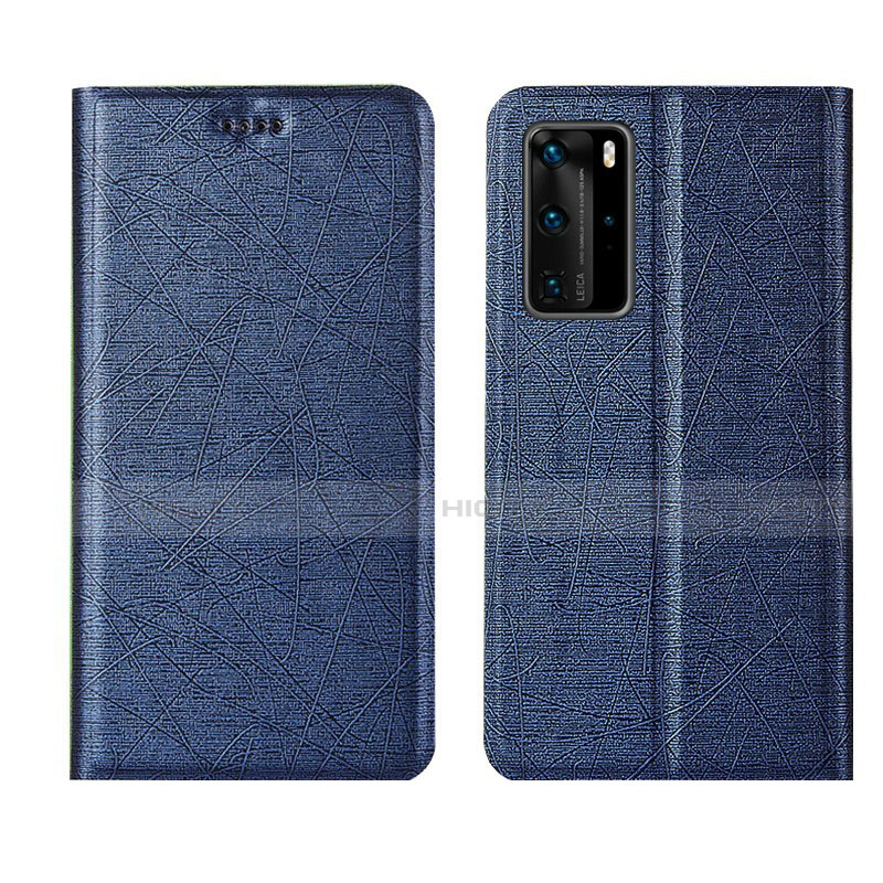 Custodia Portafoglio In Pelle Cover con Supporto T04 per Huawei P40 Pro Blu