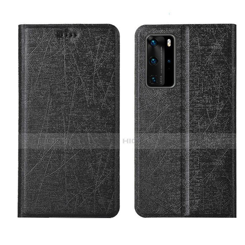 Custodia Portafoglio In Pelle Cover con Supporto T04 per Huawei P40 Pro Nero