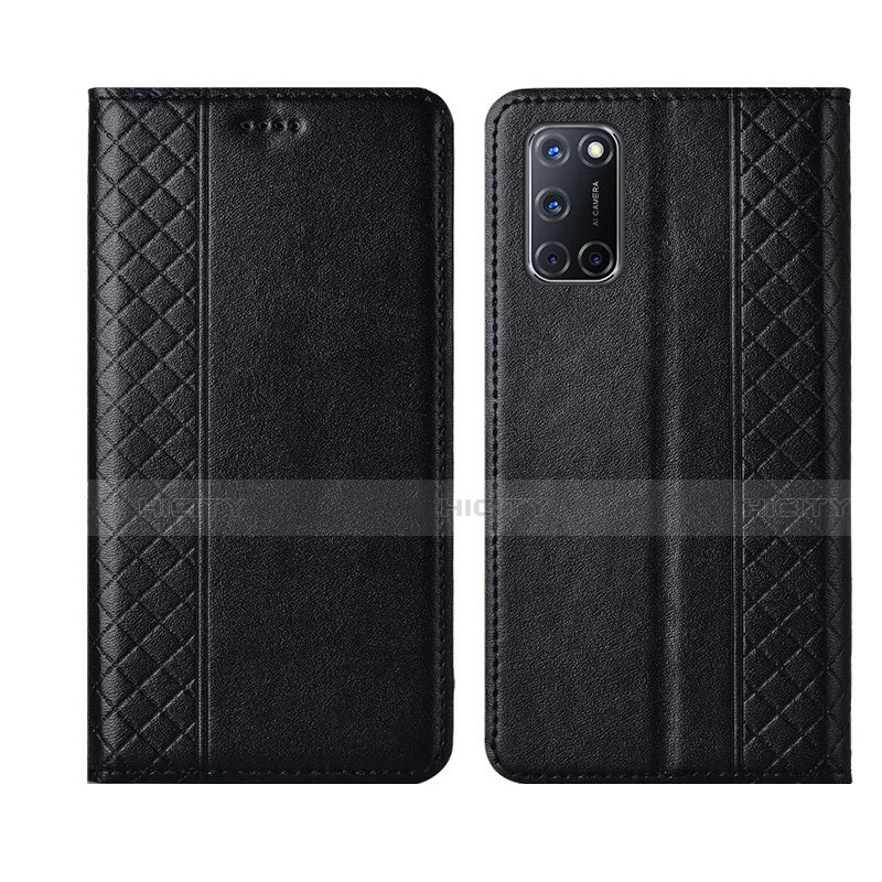 Custodia Portafoglio In Pelle Cover con Supporto T04 per Oppo A92 Nero