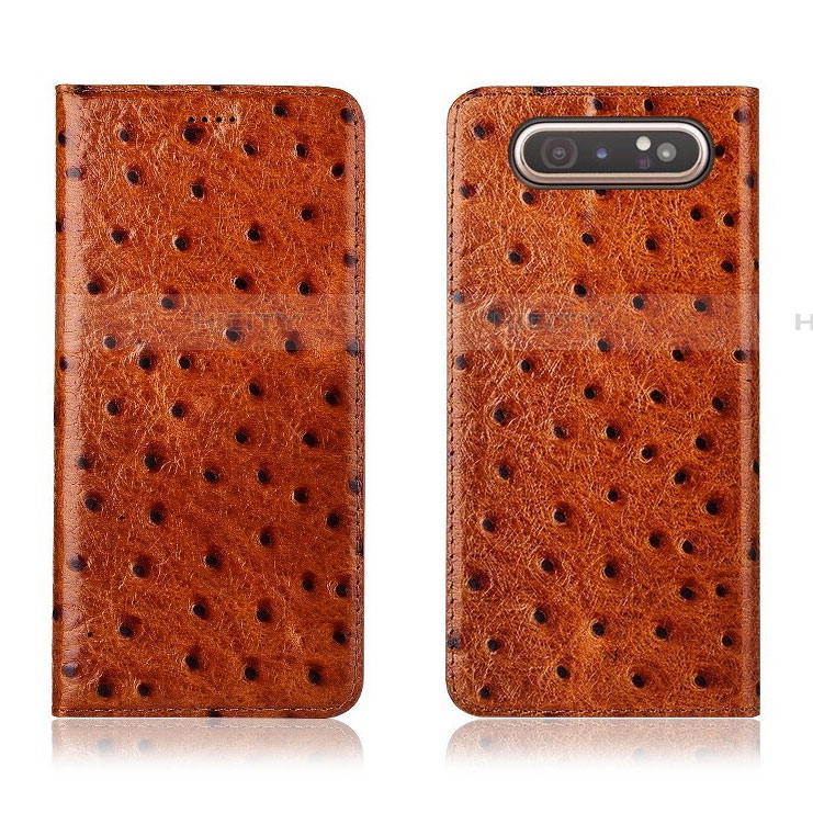 Custodia Portafoglio In Pelle Cover con Supporto T04 per Samsung Galaxy A90 4G Arancione