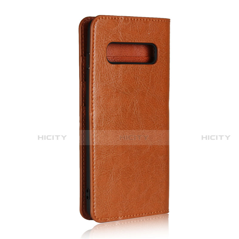 Custodia Portafoglio In Pelle Cover con Supporto T04 per Samsung Galaxy S10 Arancione