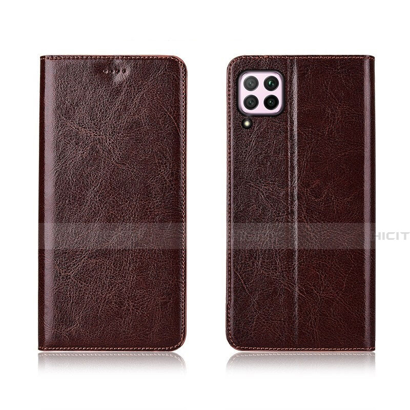 Custodia Portafoglio In Pelle Cover con Supporto T05 per Huawei Nova 6 SE Marrone