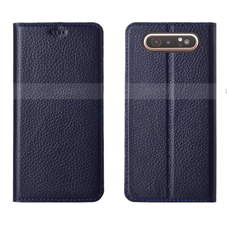 Custodia Portafoglio In Pelle Cover con Supporto T05 per Samsung Galaxy A90 4G Blu