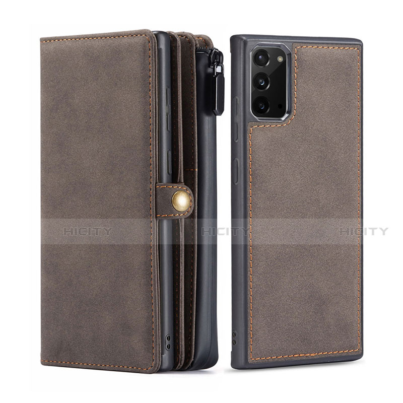 Custodia Portafoglio In Pelle Cover con Supporto T05 per Samsung Galaxy Note 20 5G Marrone