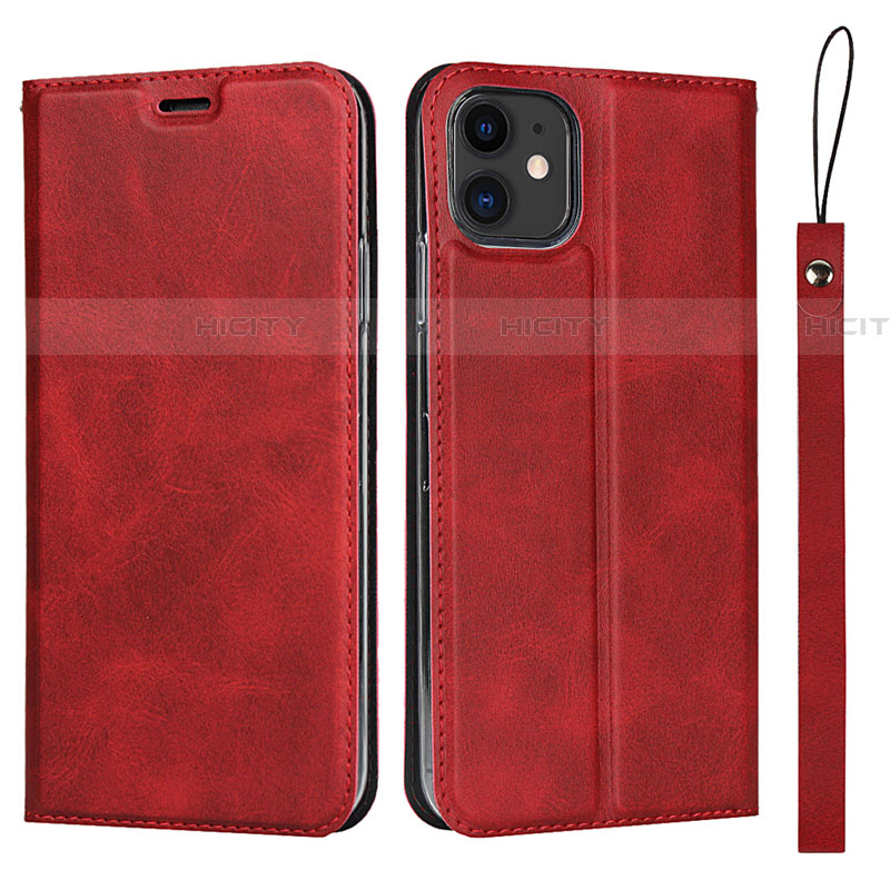 Custodia Portafoglio In Pelle Cover con Supporto T06 per Apple iPhone 11 Rosso