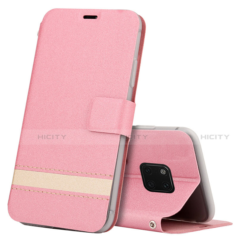 Custodia Portafoglio In Pelle Cover con Supporto T06 per Huawei Mate 20 Pro Rosa