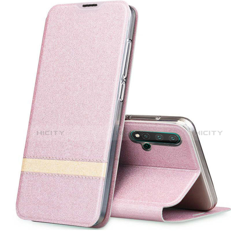 Custodia Portafoglio In Pelle Cover con Supporto T06 per Huawei Nova 5 Oro Rosa