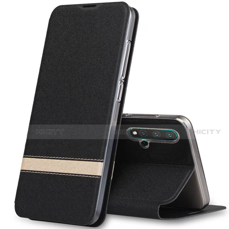 Custodia Portafoglio In Pelle Cover con Supporto T06 per Huawei Nova 5 Pro Nero