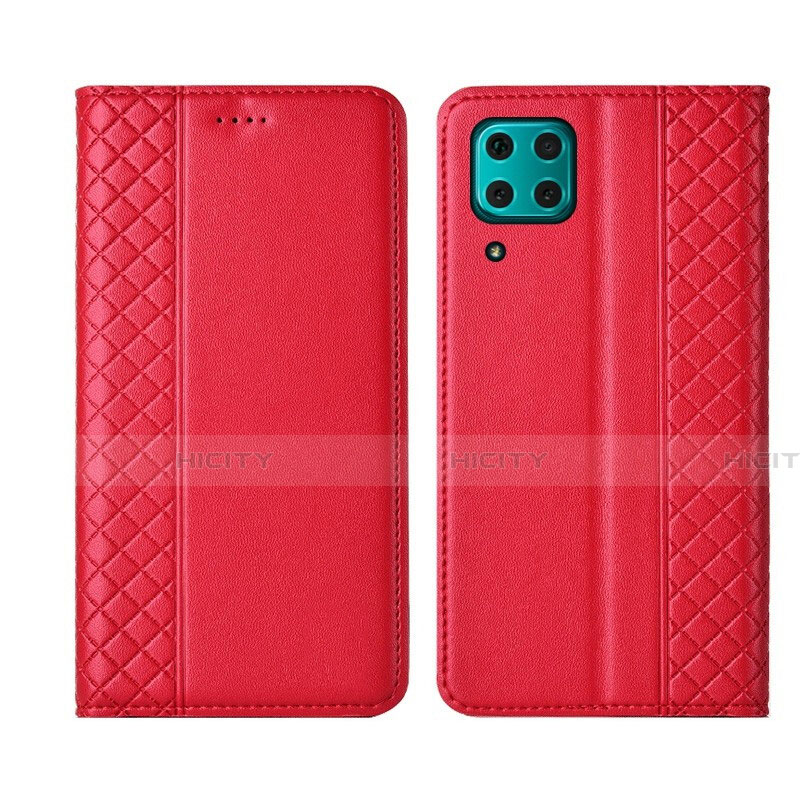 Custodia Portafoglio In Pelle Cover con Supporto T06 per Huawei Nova 7i Rosso