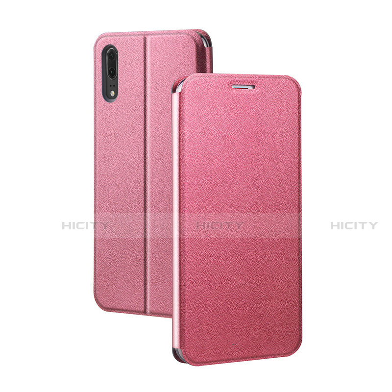 Custodia Portafoglio In Pelle Cover con Supporto T06 per Huawei P20 Rosa