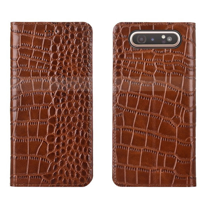 Custodia Portafoglio In Pelle Cover con Supporto T06 per Samsung Galaxy A80 Arancione