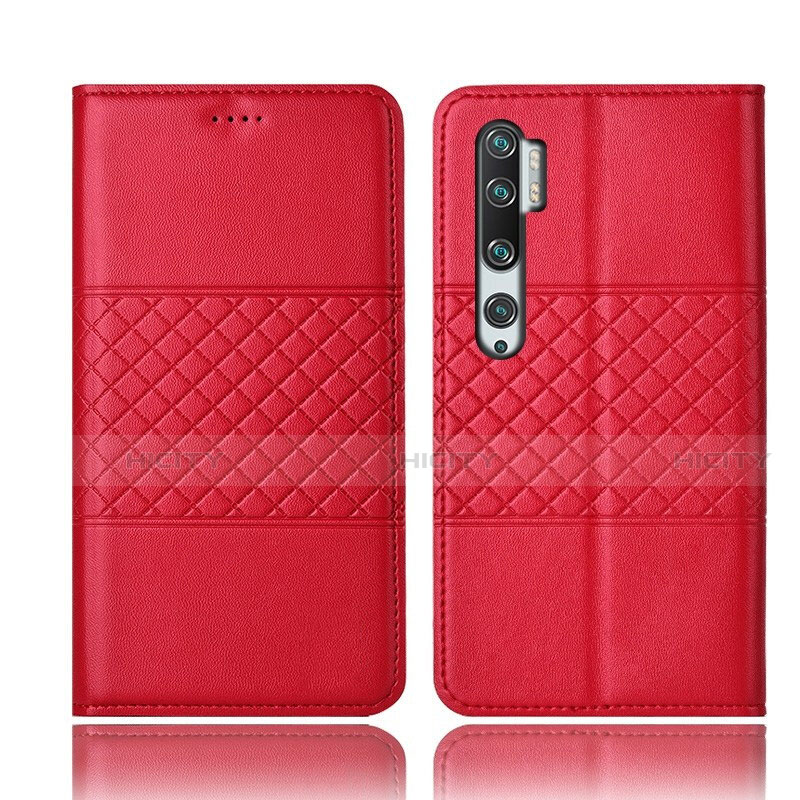 Custodia Portafoglio In Pelle Cover con Supporto T06 per Xiaomi Mi Note 10 Pro Rosso