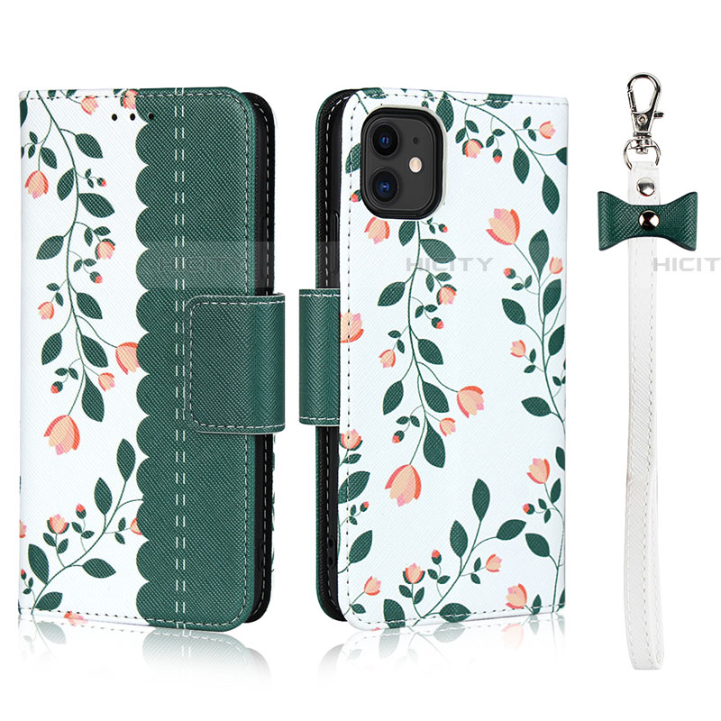 Custodia Portafoglio In Pelle Cover con Supporto T07 per Apple iPhone 11 Verde