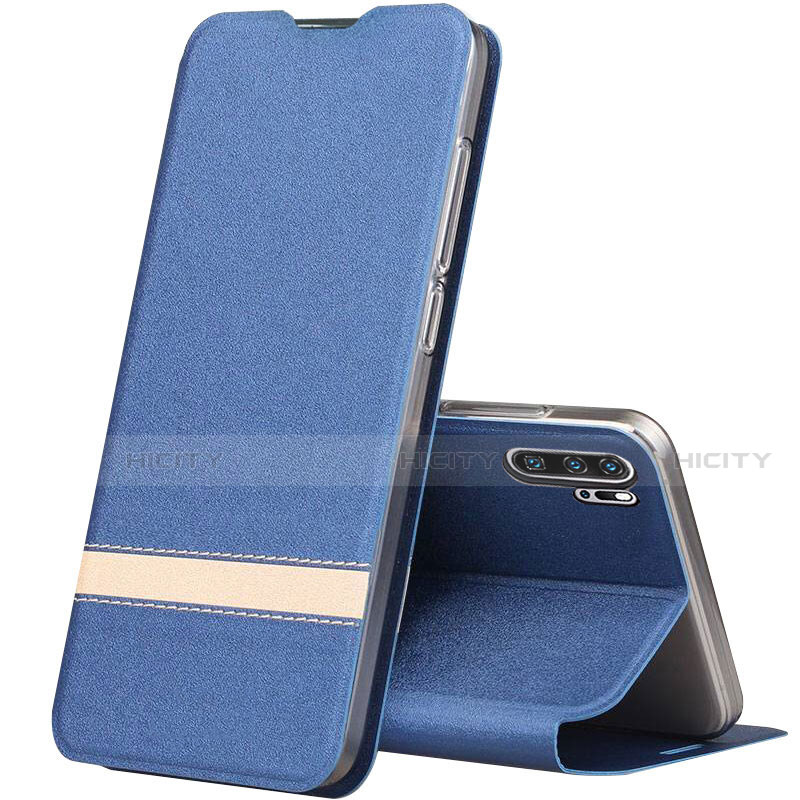 Custodia Portafoglio In Pelle Cover con Supporto T07 per Huawei P30 Pro New Edition Blu