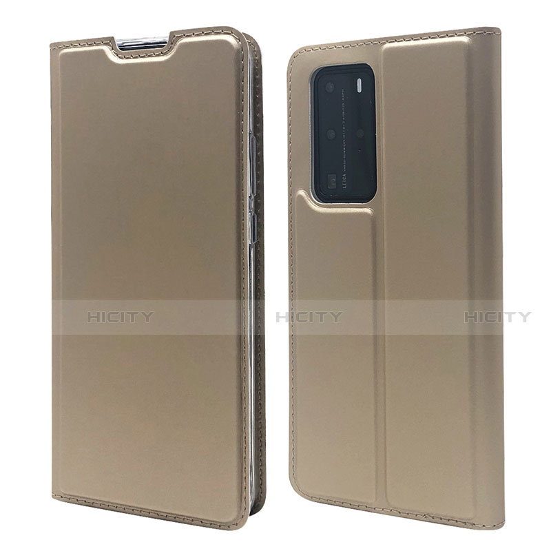 Custodia Portafoglio In Pelle Cover con Supporto T07 per Huawei P40 Pro Oro