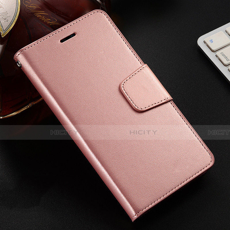 Custodia Portafoglio In Pelle Cover con Supporto T07 per Oppo R17 Neo Oro Rosa