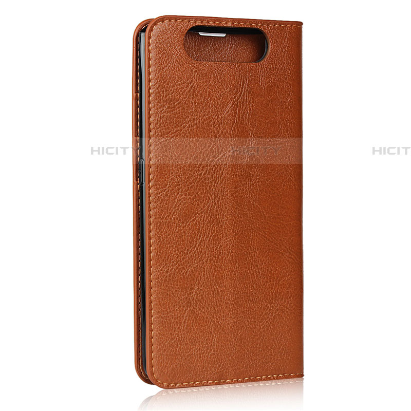 Custodia Portafoglio In Pelle Cover con Supporto T07 per Samsung Galaxy A80 Arancione