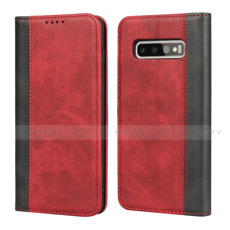 Custodia Portafoglio In Pelle Cover con Supporto T07 per Samsung Galaxy S10 Plus Rosso