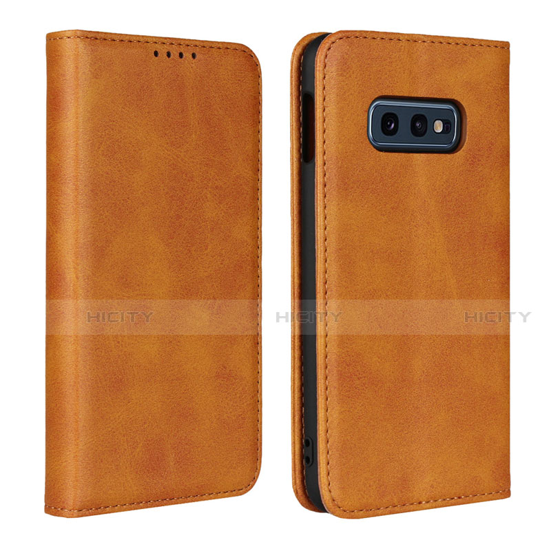 Custodia Portafoglio In Pelle Cover con Supporto T07 per Samsung Galaxy S10e Arancione