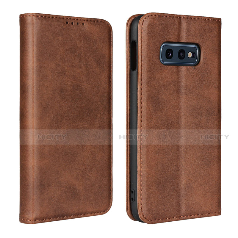 Custodia Portafoglio In Pelle Cover con Supporto T07 per Samsung Galaxy S10e Marrone