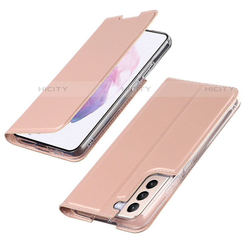 Custodia Portafoglio In Pelle Cover con Supporto T07D per Samsung Galaxy S21 Plus 5G Oro Rosa