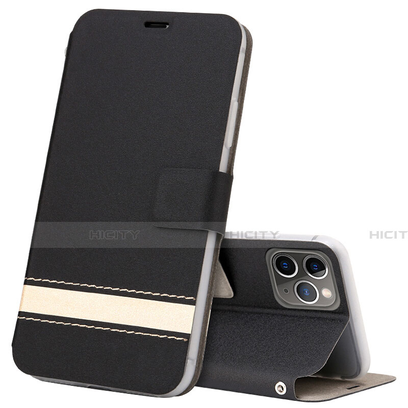 Custodia Portafoglio In Pelle Cover con Supporto T08 per Apple iPhone 11 Pro Nero