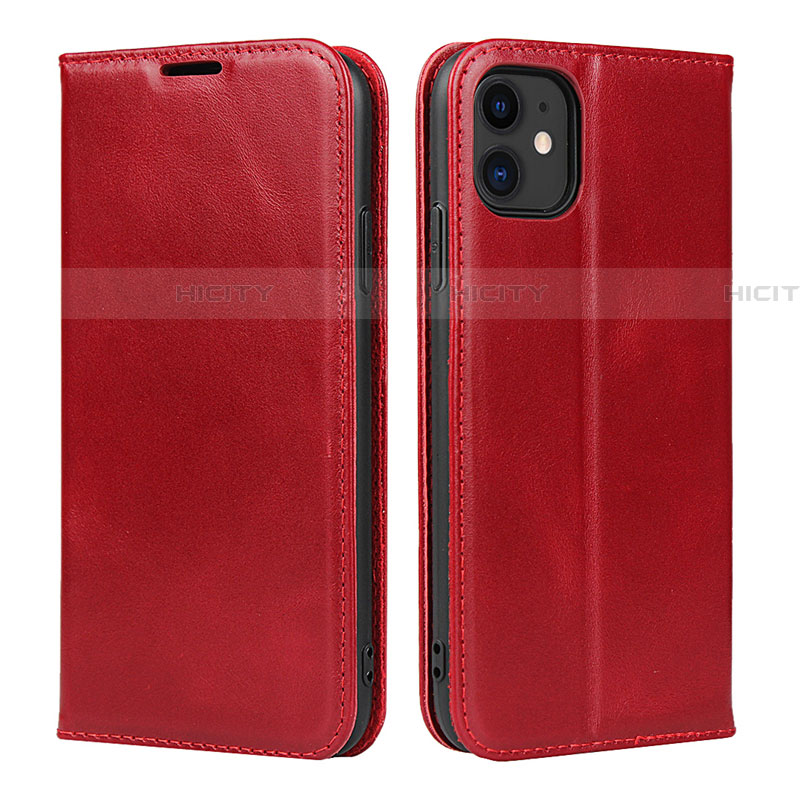 Custodia Portafoglio In Pelle Cover con Supporto T08 per Apple iPhone 11 Rosso