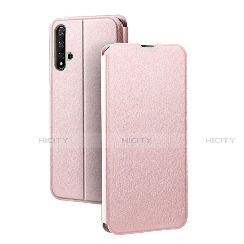 Custodia Portafoglio In Pelle Cover con Supporto T08 per Huawei Honor 20 Oro Rosa