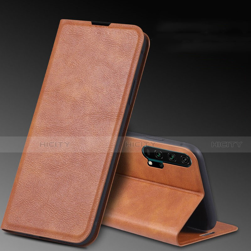 Custodia Portafoglio In Pelle Cover con Supporto T08 per Huawei Honor 20 Pro Marrone