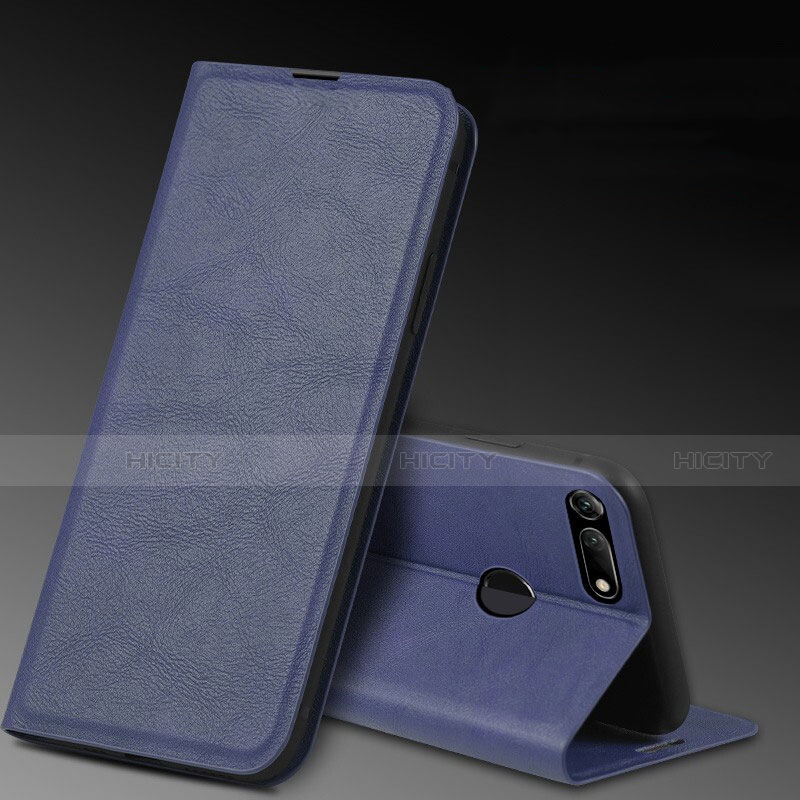 Custodia Portafoglio In Pelle Cover con Supporto T08 per Huawei Honor V20 Blu