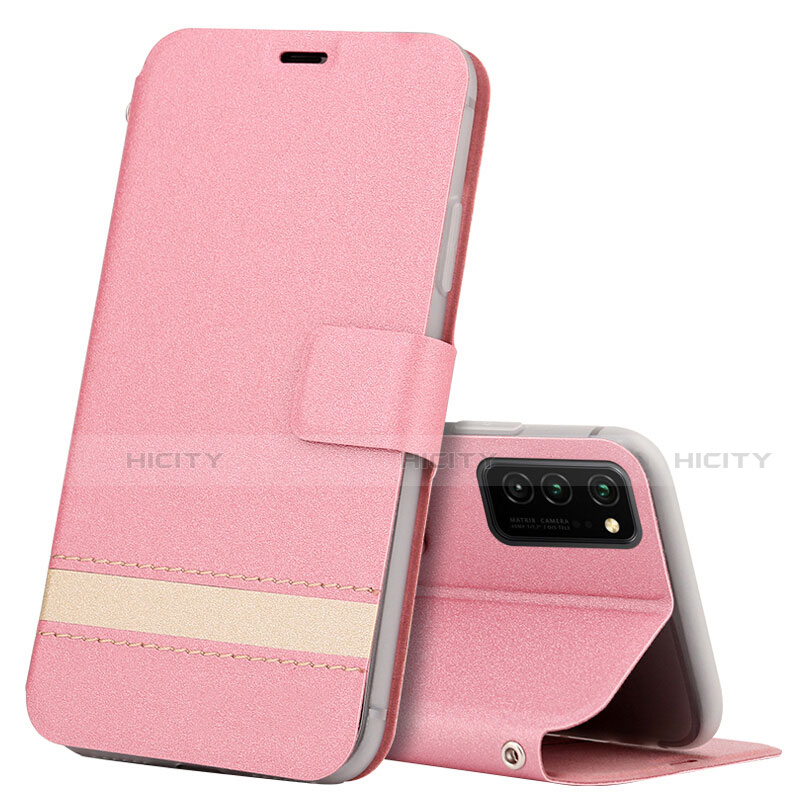 Custodia Portafoglio In Pelle Cover con Supporto T08 per Huawei Honor V30 Pro 5G Rosa