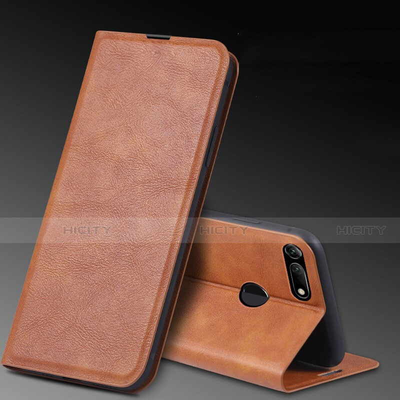 Custodia Portafoglio In Pelle Cover con Supporto T08 per Huawei Honor View 20 Arancione