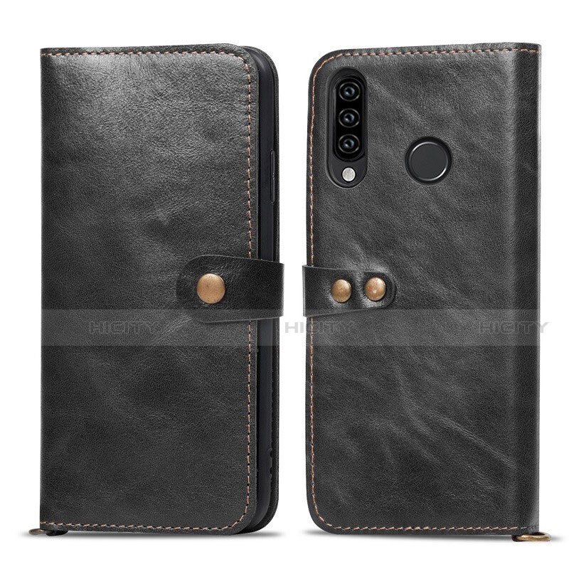 Custodia Portafoglio In Pelle Cover con Supporto T08 per Huawei Nova 4e Nero