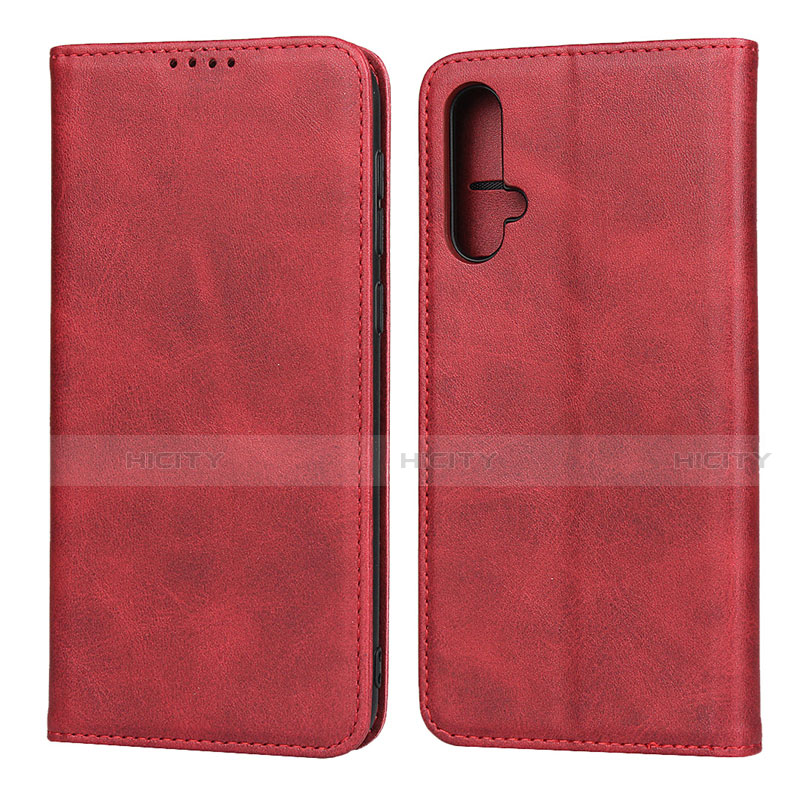 Custodia Portafoglio In Pelle Cover con Supporto T08 per Huawei Nova 5 Pro Rosso